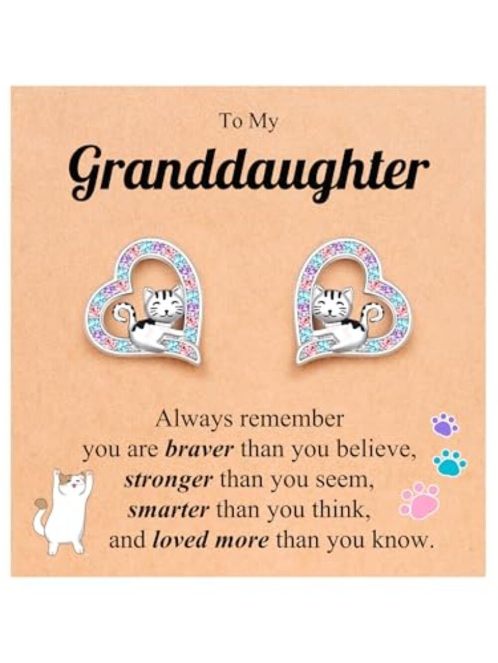 Hypoallergenic Cat Earrings for Granddaughter